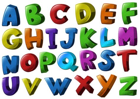 English Alphabet Fonts In Different Colors Vector Free Download