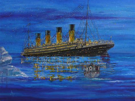 Sinking Titanic And Life Boat Painting By Anna Ruzsan Pixels