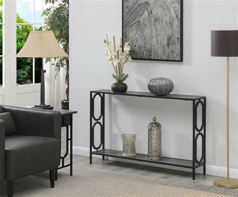 Or if the back of your couch faces open space instead of a wall, place a sofa table behind it. Narrow Console Table Display Shelf Storage Entryway Hall Furniture Living Room | eBay