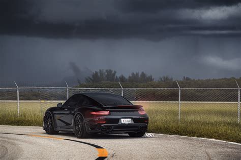 Black Porsche 911 Turbo S Adv1 Wheels Cars Wallpapers Hd