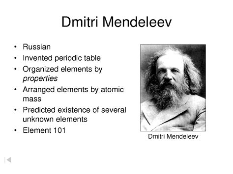 Dmitri Mendeleev Periodic Table Facts Dmitri Mendeleev The Periodic