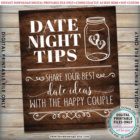 Date Night Tips Sign Share Your Best Date Ideas With The Happy Couple