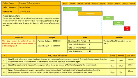 10 One Page Project Status Report Template Perfect Template Ideas