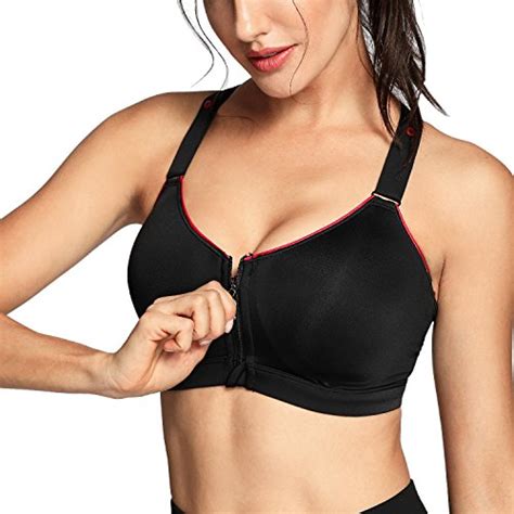 Syrokan Womens High Impact Front Zipper Racerback Full Support Sports Bra Black 36c Yawalla