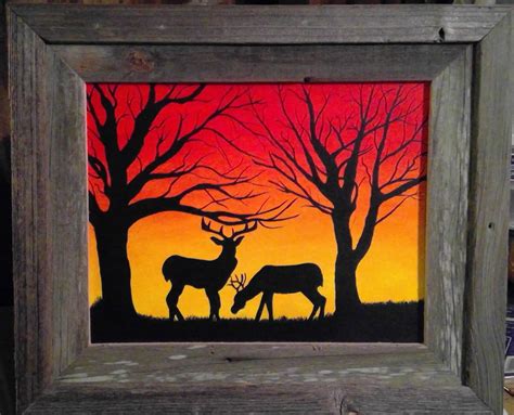 Deer At Sunset Painting Art Deer