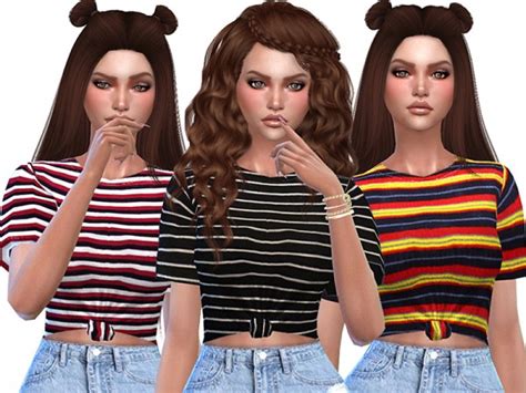 The Sims Resource Cute Striped T Shirts Collection By