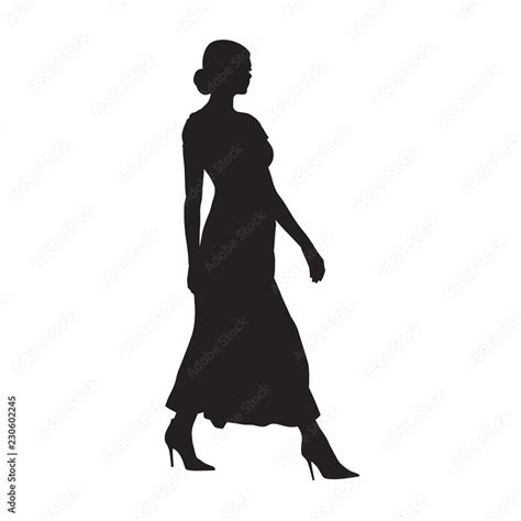 businesswoman walking side view isolated vector silhouette business people model attractive