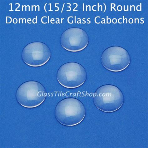 50 Round 12mm Glass Cabochons Clear Glass Domed Tiles For Etsy