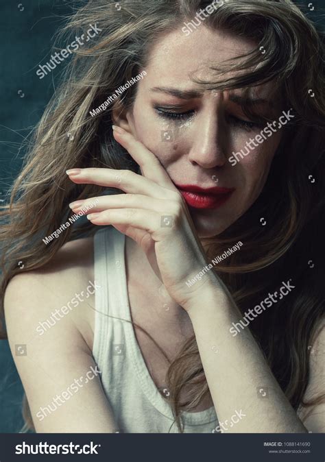 Portrait Crying Woman Emotional Portrait Beautiful Stock Photo
