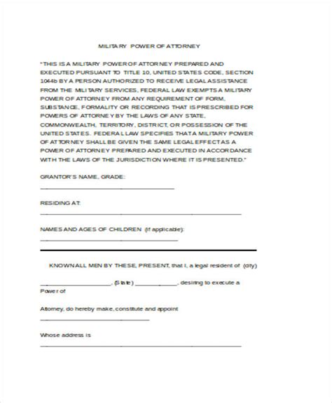 Military Special Power Of Attorney Fillable Form Printable Forms Free
