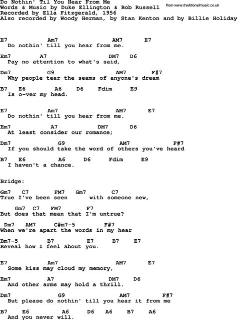 Song Lyrics With Guitar Chords For Do Nothin Til You Hear From Me