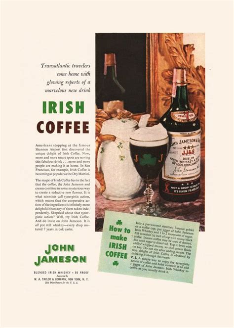 Irish Whiskey Ad Irish Coffee Poster Bar Poster Decor Etsy Canada