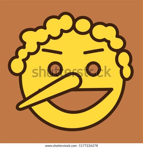 Emoticon Grinning Pinocchio Long Nose Curly Stock Vector Royalty Free