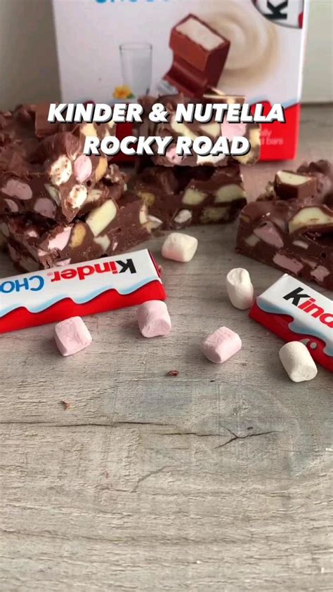 5 Ingredient Kinder And Nutella Rocky Road Easy Snacks Nutella Inspired Recipes Sweet Snacks