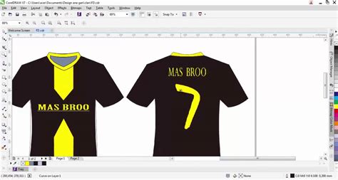 Supaya garis pola baju melengkung, klik shape tool lalu klik kanan dan pilih convert line to curve, seperti. Desain Baju Bola Coreldraw - Servyoutube