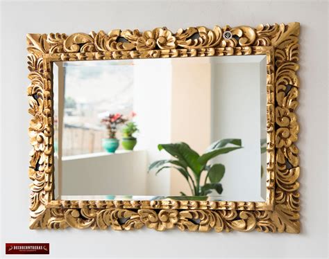 Vintage Gold Tone Hand Carved Wood Frame Ornate Mirror Etsy