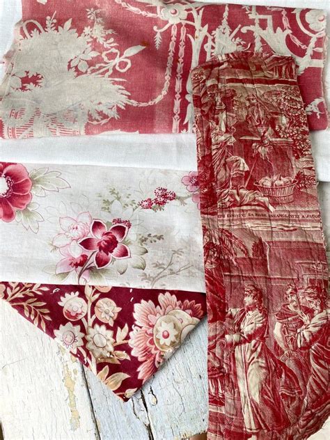 French Fabric Project Bundle Pack Antique 1850 Red Toile Etsy In 2021
