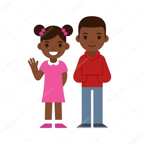 Vector Black Boy And Girl Black Boy And Girl — Stock Vector