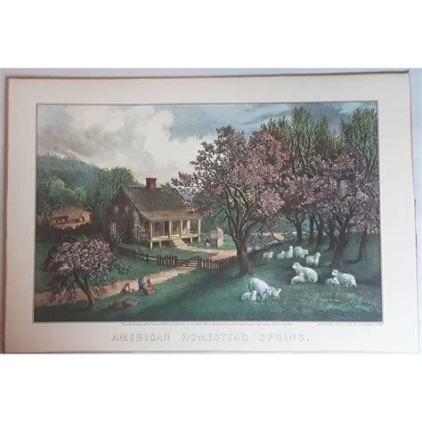 Currier And Ives American Homestead Spring Lithograph Reprint Etsy