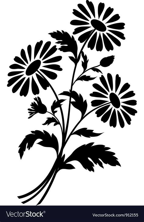 Chamomile Flowers Silhouettes Vector Image On Vectorstock Flower