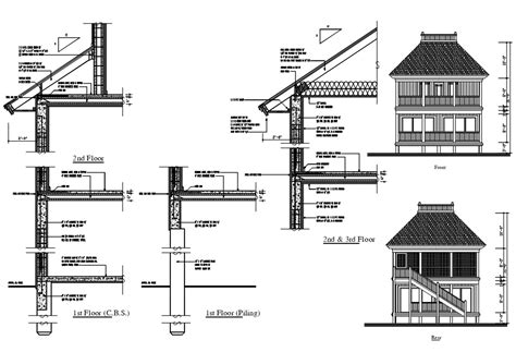 Roof House Main Frontal Elevation Cad Drawing Details Dwg File Cadbull