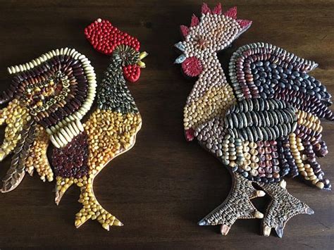 Vintage Seed Art Chicken Rooster Retro Wall Art Rustic Etsy Retro