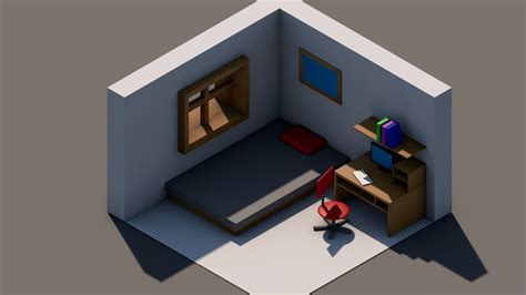 Isometric Room Free Vr Ar Low Poly 3d Model Cgtrader