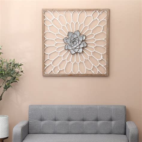 Bungalow Rose Wood Framed Metal Flower Wall Décor And Reviews Wayfair