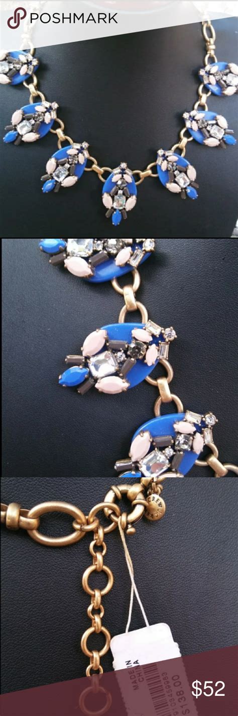 J Crew Rhinestone Blue Statement Necklace