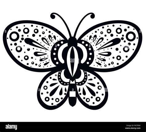 Mariposa Blanco Y Negro Con Patrones Abstractos Ilustración Vectorial