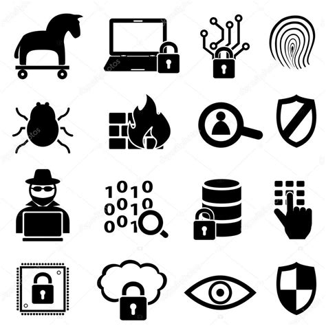 Iconos De Seguridad Cibernética Y Datos Vector Gráfico Vectorial