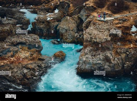 Barnafoss Waterfall Is Also Known As Bjarnafoss Located In Western