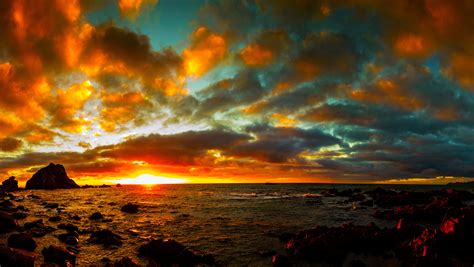Cloudy Sunset Sky Over Ocean 5k Retina Ultra Fondo De Pantalla Hd