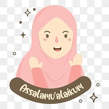 Cute Babe Muslimah Illustration Saying Waalaikumsalam With Transparent Background