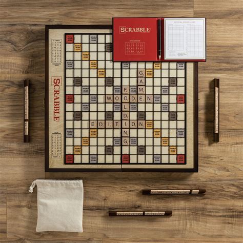 bnib winning solutions luxury edition scrabble game rotating wooden board low price good