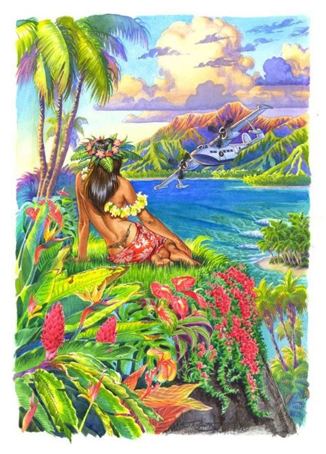 Hawaiian Hula Dancer Painting Hula Girl Art By Phil Roberts 22x30 On Watercolor Paper 100