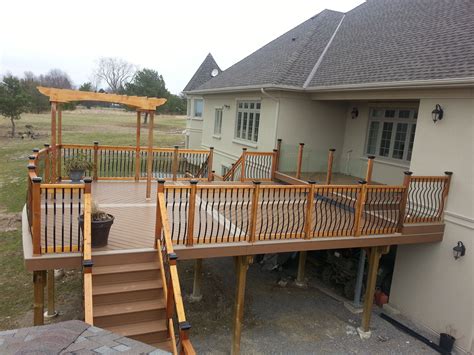Large Party Deck With Herringbone Decking Pattern Aluminum Blusters