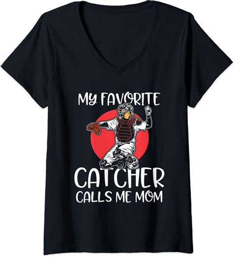 Womens Baseball Mama My Favorite Catcher Calls Me Mom
