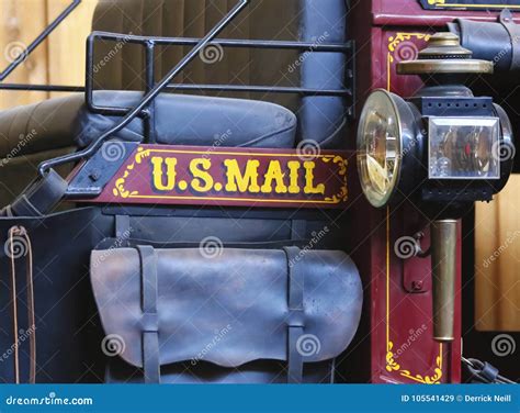A Us Mail Sign On A Vintage Stagecoach Editorial Stock Image Image