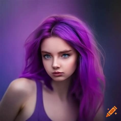 Portrait Of A Girl With Vibrant Purple Hair