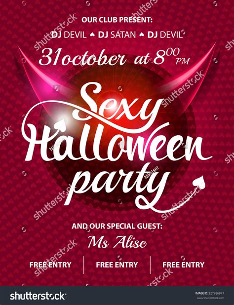 Sexy Halloween Party Pink Club Invitation Flyer With Text On Shine Abstract Background And