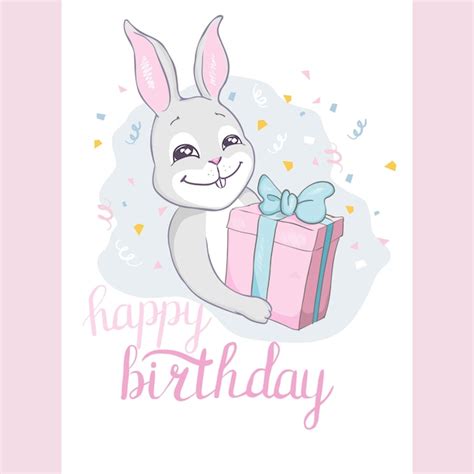 Premium Vector Happy Birthday Cute Rabbit