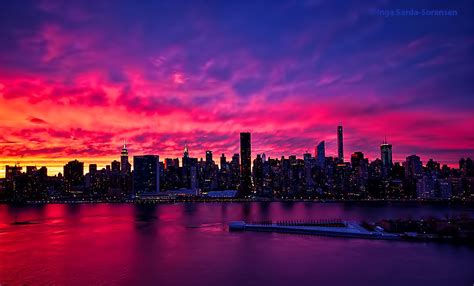 Beautiful Fiery New York City Sunset Photoisardasorensen