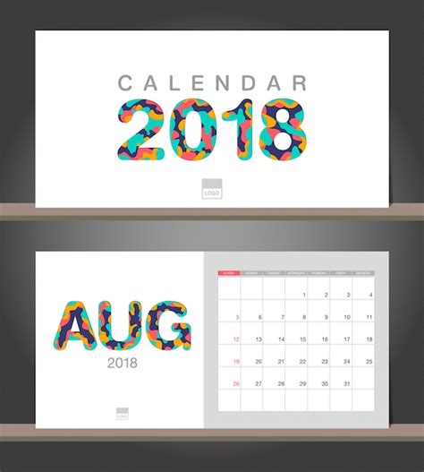 Premium Vector August 2018 Calendar Desk Calendar Modern Design
