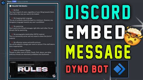 How To Make Discord Embed Message Dyno Bot Embed Message Youtube