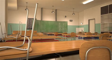 School Classroom Blackboard 3d Model