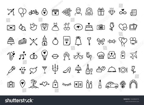 Wedding Icons Set Hand Drawn Vector Wedding Symbols And Signs On White
