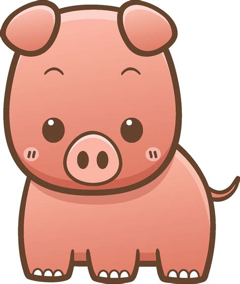 Cute Simple Kawaii Farm Animal Cartoon Icon Pig Vinyl
