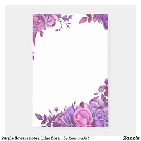 Purple Flowers Notes Lilac Floral Botanical Post It Notes Zazzle