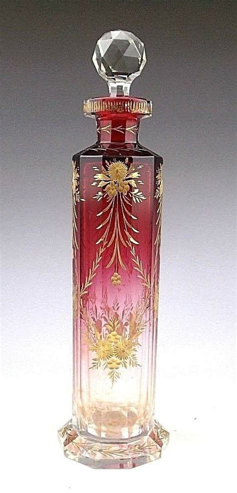 Antique Bohemian Moser Cranberry Art Glass Scent Perfume Bottle